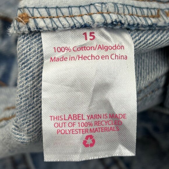 No Boundaries Button fly Distressed Boyfriend Women's size 15 Blue Denim Jeans - Picture 3 of 4